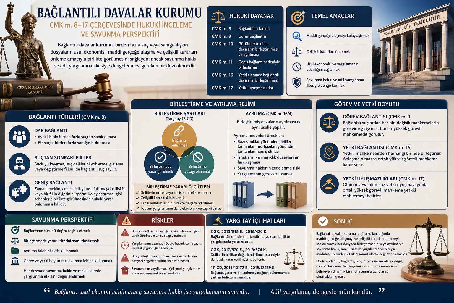 Ceza Muhakemesinde Bağlantılı Davalar: Birleştirme mi Ayrılma mı? Savunma Hakkı ve Yargıtay İçtihatları Işığında Kapsamlı İnceleme