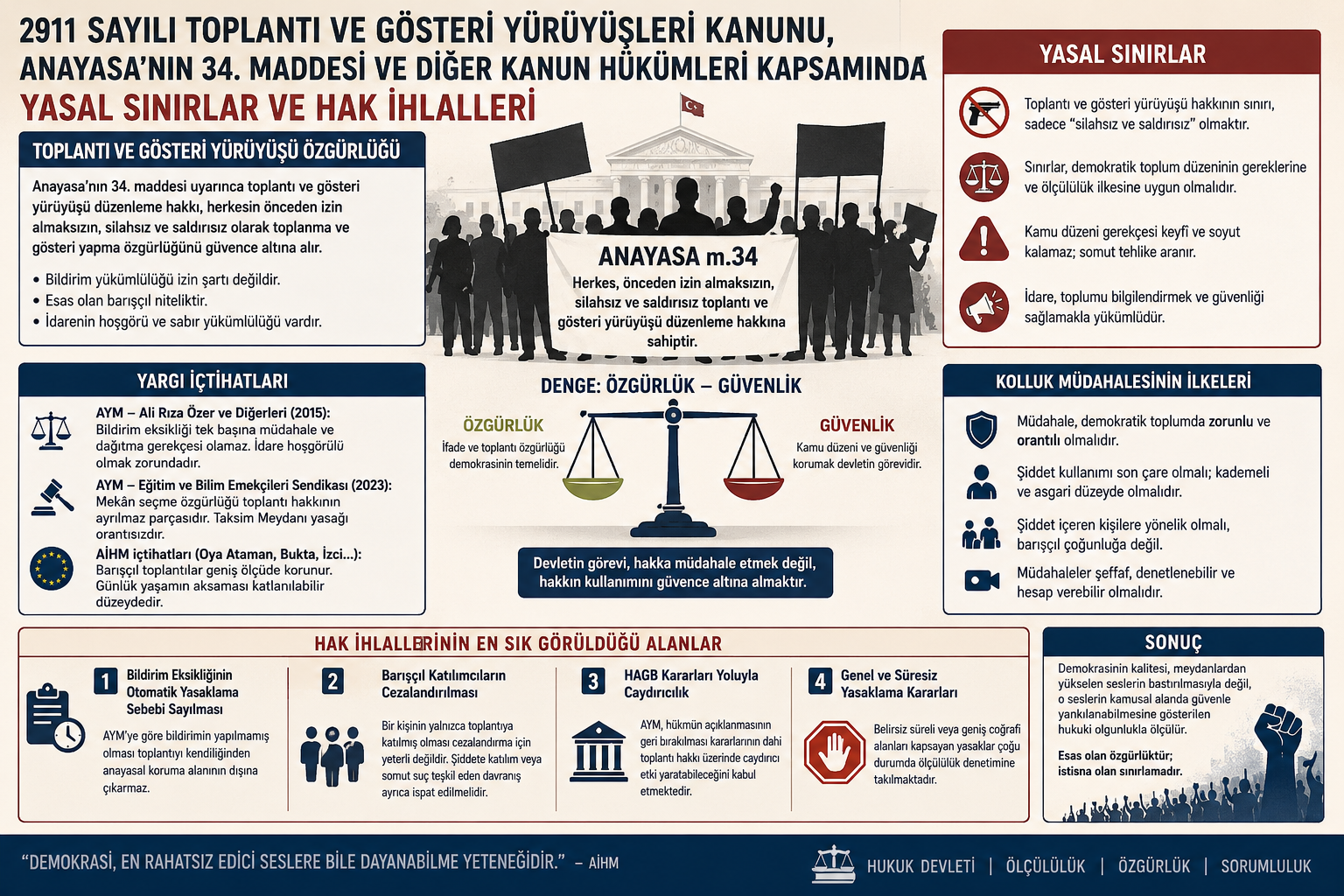 Demokratik Toplumun Testi: 2911 Sayılı Kanun, Anayasa m. 34 ve Uluslararası Standartlar Işığında Toplantı ve Gösteri Yürüyüşü Özgürlüğü